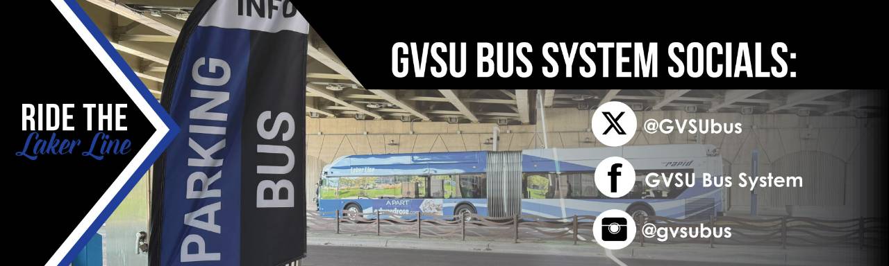 Laker Line Pew Station w GVSU Bus social media links